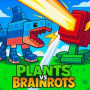 Powerful plants fight brainrot waves in Plants vs. Brainrots Online, a strategy defense game. The game requires tactical placement and quick decision-making as foes strengthen.