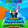 Escape Tsunami Brainrots Online is a fast-paced action runner that throws players into a chaotic race against a massive tsunami.